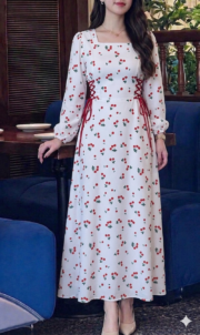 Robe Longue Motif Cerises