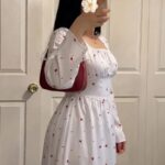 Robe Longue Fleurie à Encolure Carrée